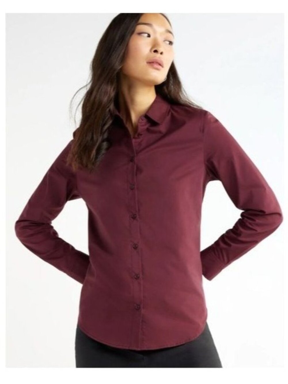 Time & Tru Womens Button Front Shirt XXL 20 Purple Long Sleeve Collared